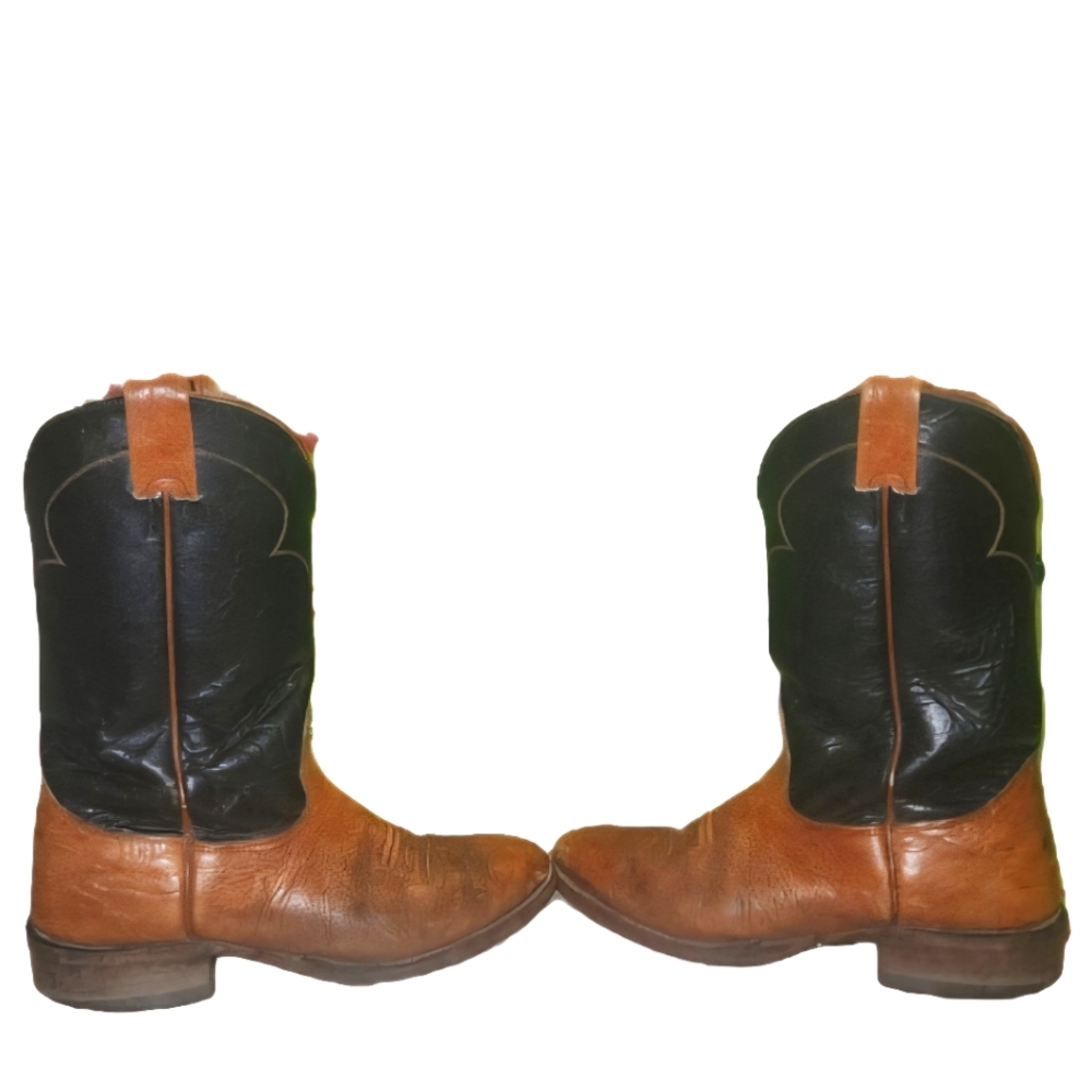 Classic Brown and Black Leather Cowboy Boots